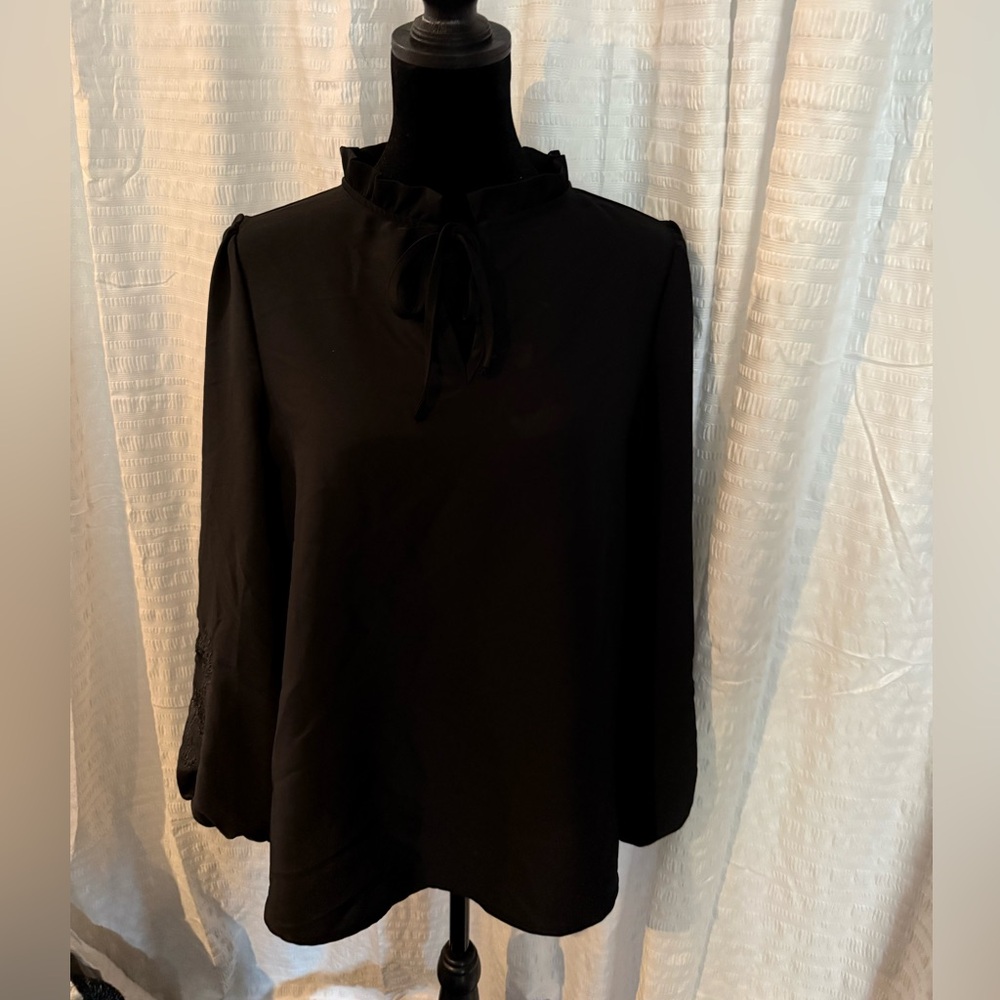 Black Embroidered Sleeve Top